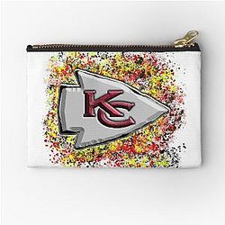 Revamped Kansas City Chiefs Logo with Splatter Background Pouch