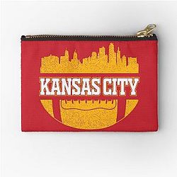 Retro Chiefs Football Fan Vintage Kansas City Skyline Zipper Pouch