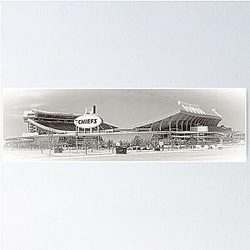Arrowhead Stadium Kansas City Chiefs Black and White Poster