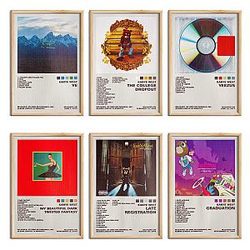 Kanye West Poster Set of 6 Album Cover Posters 8 by 12 Music Posters for Room Room Decor UNFRAMED