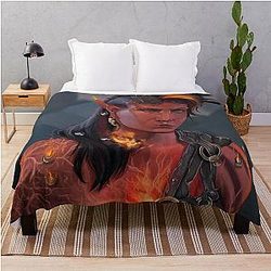 Karlach Cliffgate Baldur's Gate 3 Digital Painting Throw Blanket