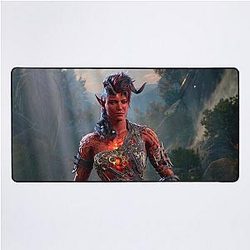 Karlach the Tiefling Barbarian Adventurer with Broken Horn Desk Mat