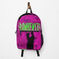 Lisa Frankenstein movie with Kathryn Newton, Cole Sprouse, Carla Gugino, and a backpack.