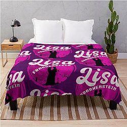 Lisa Frankenstein: A Whimsical Graphic Tribute to a Cast Including Carla Gugino, Kathryn Newton, Cole Sprouse, Lisa Frankenstein Movie Throw Blanket