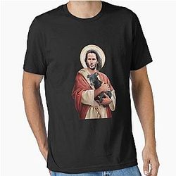 Saint Keanu Reeves Jesus Hug A Dog Sweat Essential T-Shirt