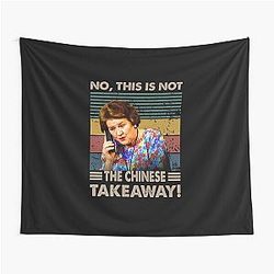 Originating from the TV series "Keeping Up Appearances" is the Vintage Hyacinth- This Is Not The Chinese Takeaway Tapestry