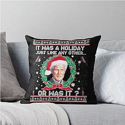 Keith Morrison Christmas True Crime Ugly Christmas Sweater was a holiday party Party True Crime Ugly Sweater Funny Christmas Throw Pillow