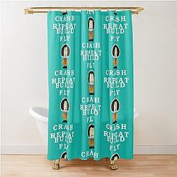 Build, Fly, Crash, Repeat. Kerbal Space Program. Kerbal Shower Curtain