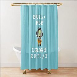 Build Fly Crash Repeat Kerbal Space Program Kerbal Kids Cartoon Shower Curtain