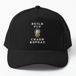 build Kerbal space program crash repeat cartoon Baseball Cap