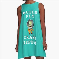 Build Fly Crash Repeat Kerbal Space Program The Kerbals Kids Cartoon A-Line Dress