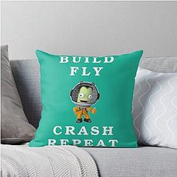 Build Your Own Fly. Crash. Repeat, Kerbal Space Program Throw Pillow for Kids Kerbal Fans