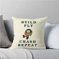 Build, Fly, Crash, Repeat, Kerbal Space Program, Kerbals Throw Pillow