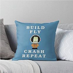 Build Fly Crash Repeat, Kerbal Space Program, Throw Pillow
