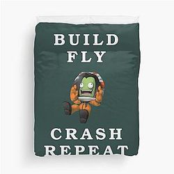 Build, Fly, Crash, and Repeat - Kerbal Space Program Duvet Cover