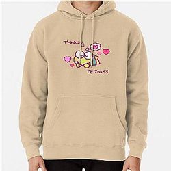 Cute Keroppi Frog Thinking of You Love Hearts Kawaii Design Pullover Hoodie