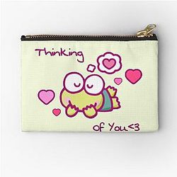 Cute Keroppi Frog Thinking You Love Hearts Kawaii Design Zipper Pouch