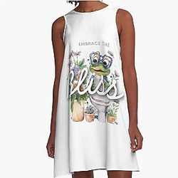 Keroppi Sticker, Flower Stickers A-Line Dress