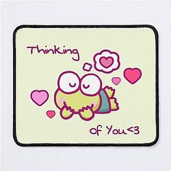 Cute Keroppi Frog Thinking of You Love Hearts Kawaii Design Mouse Pad