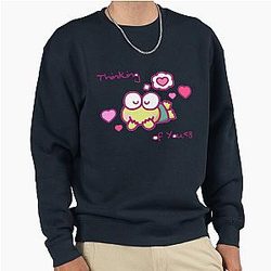 Cute Keroppi Frog Thinking of You Love Hearts Kawaii Design Pullover Sweatshirt