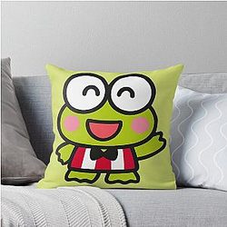 Excited Keroppi Throw Pillow
