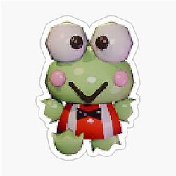 Cute Frog Keroppi 3d Low Poly Glossy Sticker