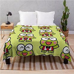 Excited Keroppi Throw Blanket