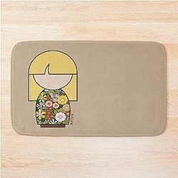 Japanese Floral Print Bath Mat
