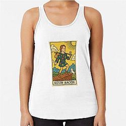 Kevin Bacon Tarot card pizza meme funny Racerback Tank Top