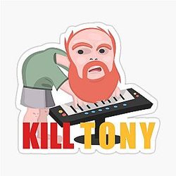 William Montgomery From Kill Tony On Synthesizer Playing Music Black Sticker