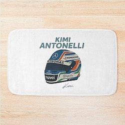 Kimi Antonelli Mercedes Helmet Illustration Formula 1 Italy Motorsport Art Bath Mat
