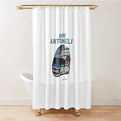 Kimi Antonelli Mercedes Helmet Illustration Formula 1 Italy Motorsport Art Shower Curtain
