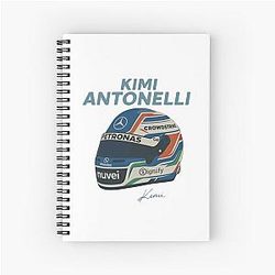 Kimi Antonelli Mercedes Helmet Illustration Formula 1 Italy Motorsport Art Notebook