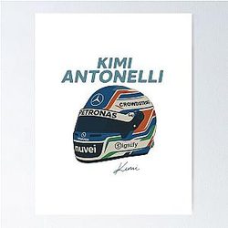 Kimi Antonelli Mercedes Helmet Illustration Formula 1 Italy Art Poster