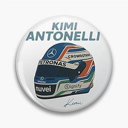 Kimi Antonelli Mercedes Helmet Illustration Formula 1 Italy Motorsport Art Pin