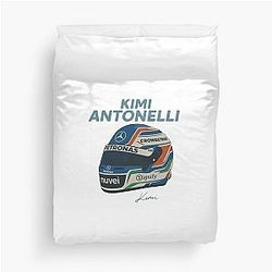 Kimi Antonelli Mercedes Helmet Illustration Formula 1 Italy Motorsport Art Duvet Cover