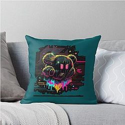 Psychedelic Kirby On Acid Throw Pillow