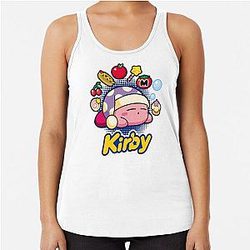 Kirby Sleeping and Dreaming of Many Tasty Little Trinkets Racerback Tank Top