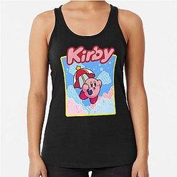 Kirby Floating in the Clouds Pastel Kawaii Nintendo Panel Racerback Tank