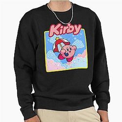 Kirby Floating in the Clouds Pastel Kawaii Nintendo Panel Sweatshirt
