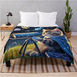 Cute Kittie Look at the Stars Throw Blanket