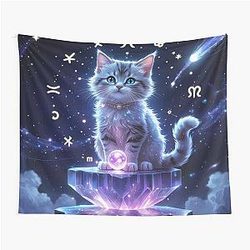 Cute Star Kittie between the Stars Tapestry