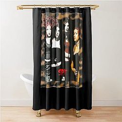 Kittie Band Linen Shower Curtain