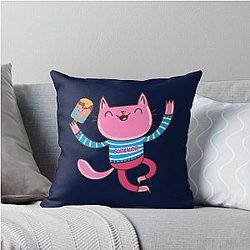 Summer Kitty Throw Pillow