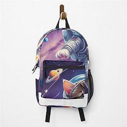 Cute Astronaut Kitty in Space Backpack