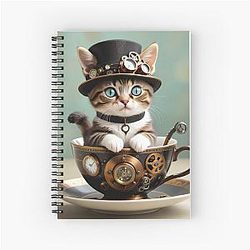 Steampunk Kitty in a Cup Notebook