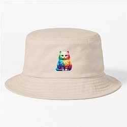 Colorful Rainbow Cat Bucket Hat