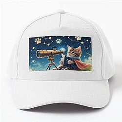 Cute Astrology Kittie Looks at the Stars Type 2 Baseball Cap