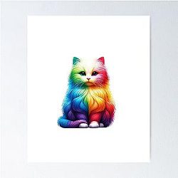 Colorful Rainbow Kitty Poster
