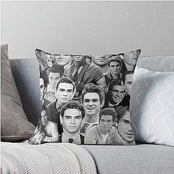 KJ Apa Collage B&W Throw Pillow
